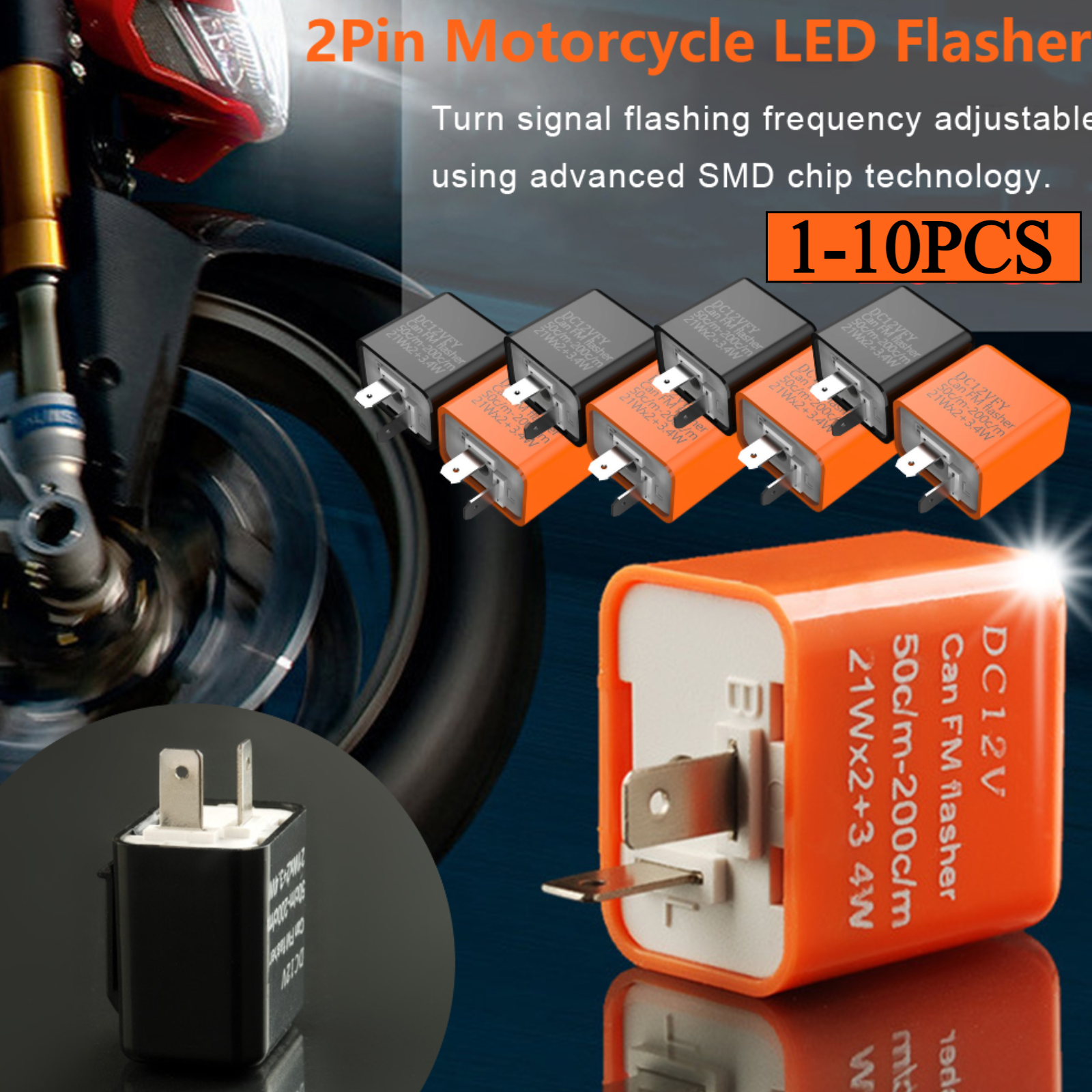 2Pin Motorcycle LED Flasher Re - Signal Panel Orange ulasan dan harga